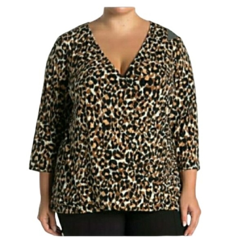 Leota Leapord Print Runched wrap top 4x